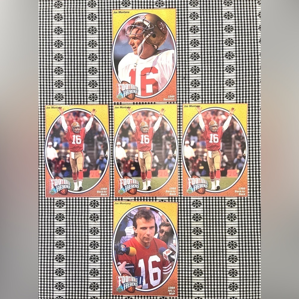 5 JOE MONTANA 1980s Upper Deck Football Heroes Box Bottom Cards 5x7” Blank Back - Picture 3 of 4